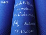 Dunicel-Dinner-Servietten dunkelblau, bedruckt mit weißer Prägung und Geburtstags-Motiv: Geb20(Sektgläser) 
