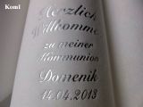 Dunicel-Dinner-Servietten weiß, bedruckt mit Bordeauxrotmetallicprägung und Hochzeits-Motiv: H38+ (Braut-/Tanzpaar)