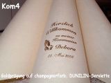 Dunilin-Dinner-Servietten beige (champagner), bedruckt mit Goldprägung und Kommunions-Motiv: Betende Hände 