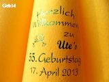 Dunilin-Dinner-Servietten gelb, bedruckt mit Grünmetallicprägung und Geburtstags-Motiv: Geb14 (Weingläser) 