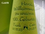 Eleg.-Kaffee-Servietten hellgrün, bedruckt mit Grünmetallicprägung und Geburtstags-Motiv: Geb58 (Gläser)