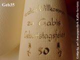 Eleg.-Kaffee-Servietten champagner, bedruckt mit Goldprägung und Geburtstags-Motiv: Geb35 (Rosen)