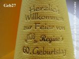 Eleg.-Kaffee-Servietten gelb, bedruckt mit Goldprägung und Geburtstags-Motiv: Geb27 (Gläser)