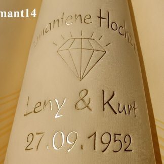 Dunicel-Dinner-Servietten beige (champagner), bedruckt mit Goldprägung und Diamantene Hochzeit Motiv: Diamant14 (Diamant)