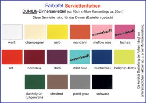 Serviettenfarben Dunilin Dinner Servietten