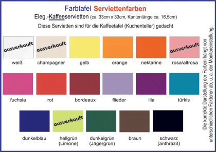 Farbtafel Eleg.-Kaffee-Servietten