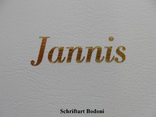 Gotteslobhülle weiß, Prägung gold, Schriftart Bodoni