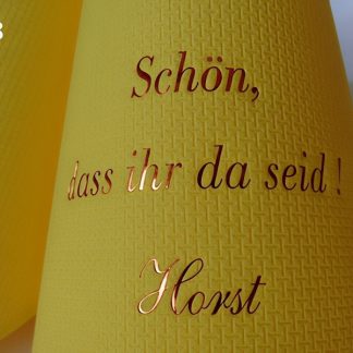 Eleg.-Dinner-Servietten gelb, bedruckt mit Kupferprägung und Motiv Party/Feier: F28 (Schön, ...)