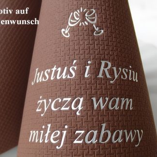 Eleg.-Kaffee-Servietten cafefarben, bedruckt mit Silberprägung, Motiv auf Kundenwunsch KW2