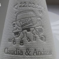 Eleg.-Kaffee-Servietten weiß, bedruckt mit Silberprägung und Hochzeits-Motiv: H14 (Just married) Eleg.-Kaffee-Servietten weiß, bedruckt mit Silberprägung und Hochzeits-Motiv: H14 (Just married)