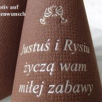 Eleg.-Kaffee-Servietten cafefarben, bedruckt mit Silberprägung, Motiv auf Kundenwunsch KW2 Eleg.-Kaffee-Servietten cafefarben, bedruckt mit Silberprägung, Motiv auf Kundenwunsch KW2